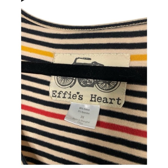 Effie’s Heart Dress Size 2X XXL Short Sleeve Striped Black Stretchy - Picture 2 of 4